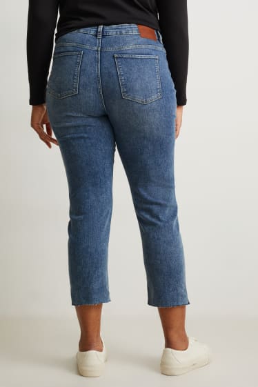 Dames - Kortere spijkerbroek - high waist - straight fit - LYCRA® - jeansblauw
