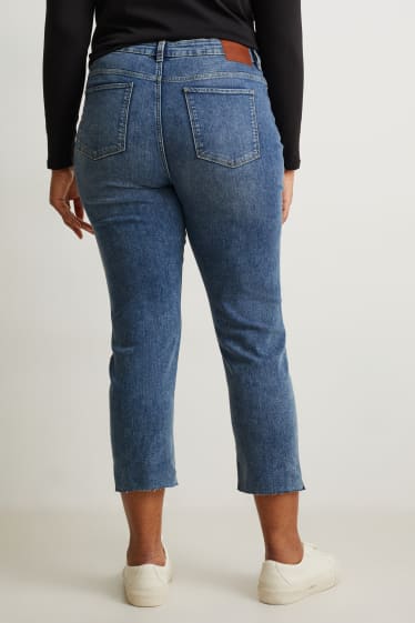 Women - Cropped jeans - high waist - straight fit - LYCRA® - blue denim