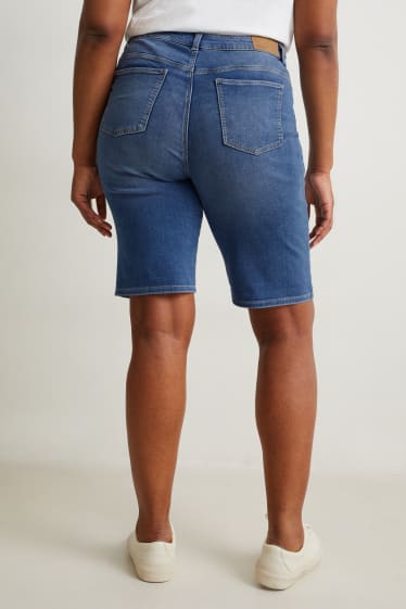 Dames - Bermuda van spijkerstof - high waist- jog denim - LYCRA® - jeansblauw