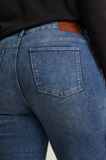 Women - Cropped jeans - high waist - straight fit - LYCRA® - blue denim
