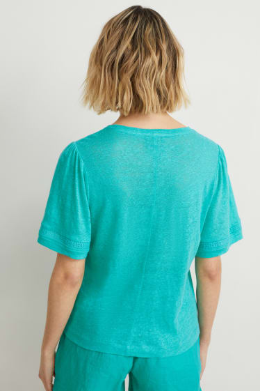 Damen - Leinen-T-Shirt - hellgrün