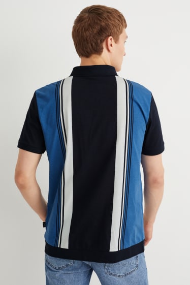Herren - Poloshirt - gestreift - dunkelblau