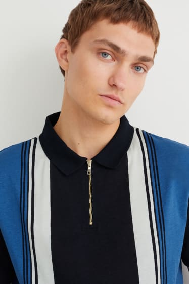 Herren - Poloshirt - gestreift - dunkelblau