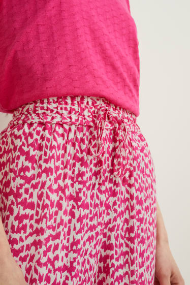 Donna - Pantaloni - vita media - palazzo - fantasia - fucsia