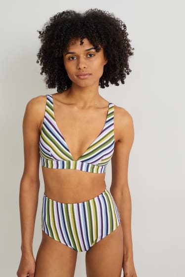 Women - Bikini top - padded - LYCRA® XTRA LIFE™ - striped - green