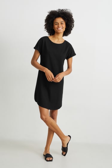 Mujer - Vestido básico estilo camiseta - negro