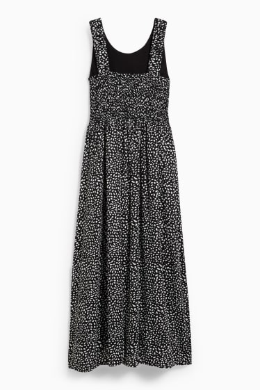 Women - Basic fit & flare dress - patterned - black / white