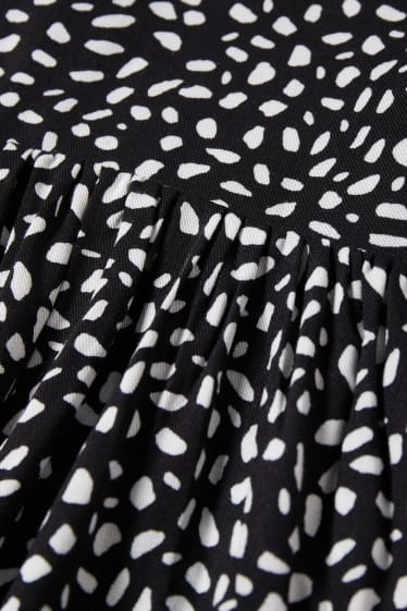 Dames - Basic fit & flare-jurk - met patroon - zwart / wit