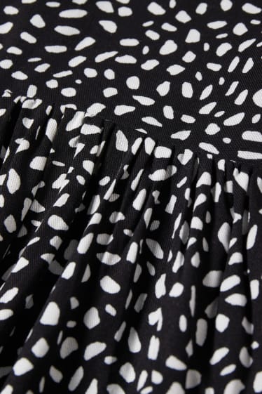 Women - Basic fit & flare dress - patterned - black / white
