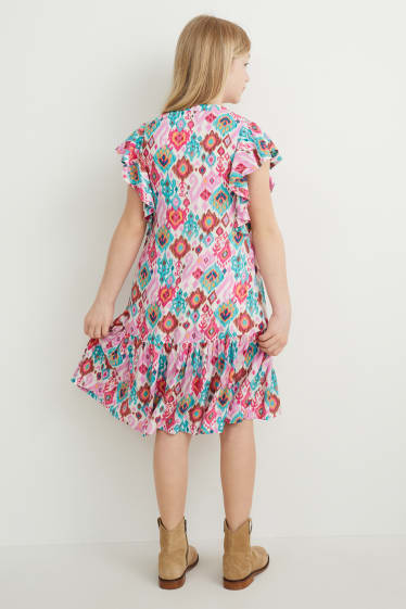 Kinderen: meisjes - Jurk - met patroon - roze