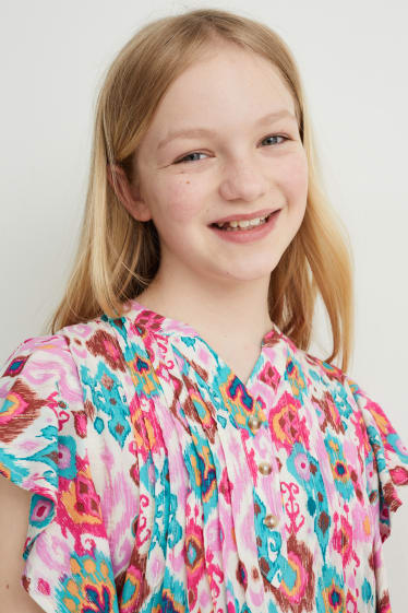 Kinderen: meisjes - Jurk - met patroon - roze