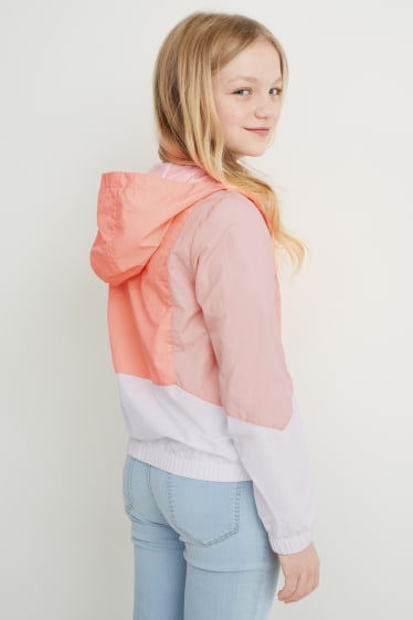 Kinder Mädchen - Jacke mit Kapuze - neon-orange