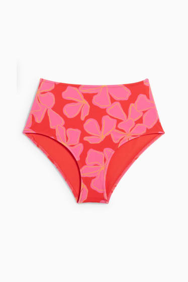 Damen - Bikini-Hose - High Waist - LYCRA® XTRA LIFE™ - geblümt - pink