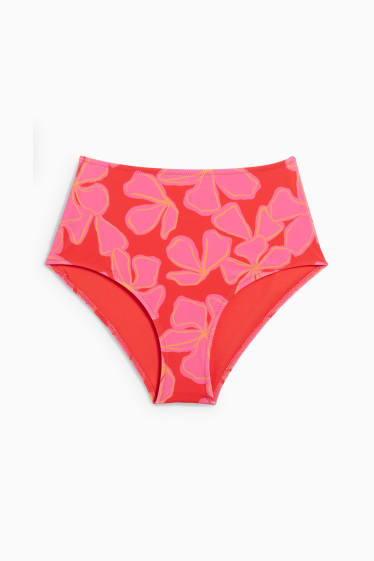 Dames - Bikinibroek - high waist - LYCRA® XTRA LIFE™ - gebloemd - fuchsiarood