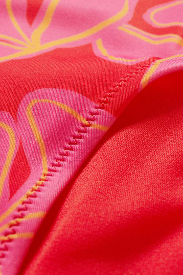 Donna - Slip bikini - vita alta - LYCRA® XTRA LIFE™ - a fiori - fucsia