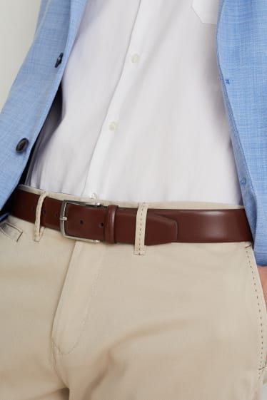 Hommes - Ceinture en cuir - marron foncé