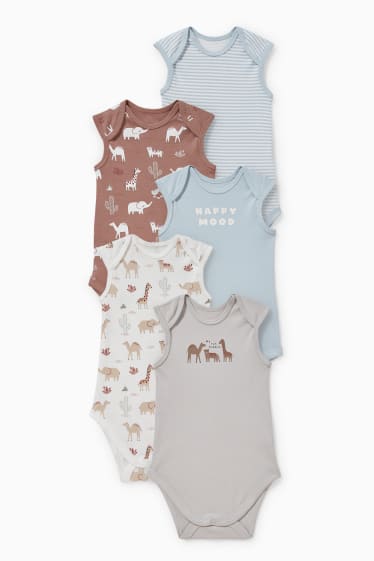 Baby: jongens - Set van 5 - rompertje - bruin