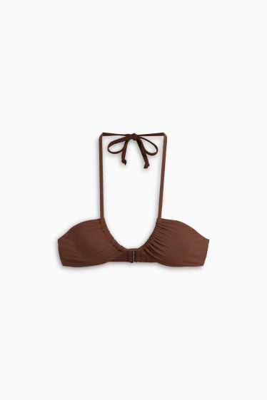 Mujer - Top de bikini - bandeau - con relleno - LYCRA® XTRA LIFE™ - marrón oscuro