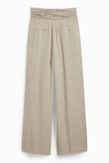 Femmes - Pantalon de toile - super high waist - wide leg - beige clair