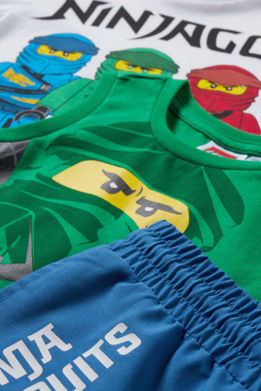 Children - Lego Ninjago - set - T-shirt, top, swim shorts and towel - green / dark blue