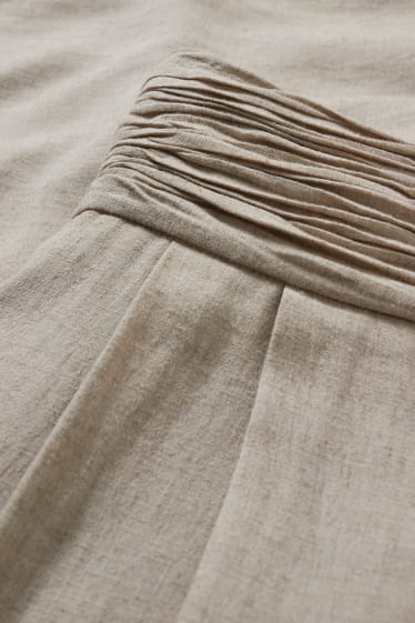 Donna - Pantaloni dii stoffa - vita molto alta - gamba larga - beige chiaro