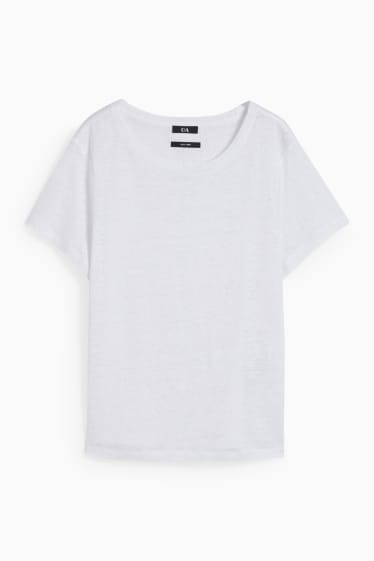 Femmes - T-shirt en lin - blanc