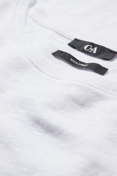 Femmes - T-shirt en lin - blanc