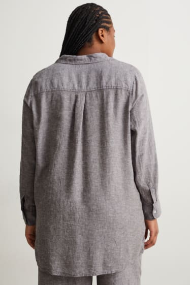Damen - Bluse - Leinen-Mix - grau