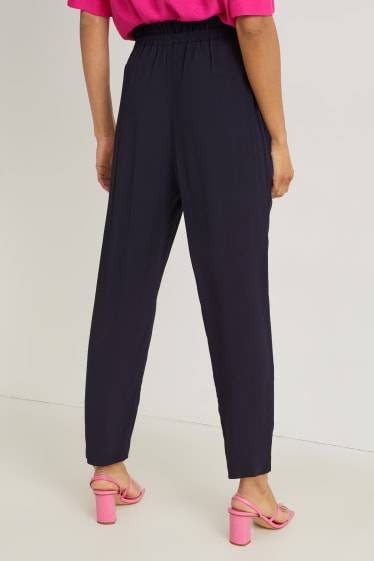 Mujer - Pantalón de tela - high waist - tapered fit - azul oscuro