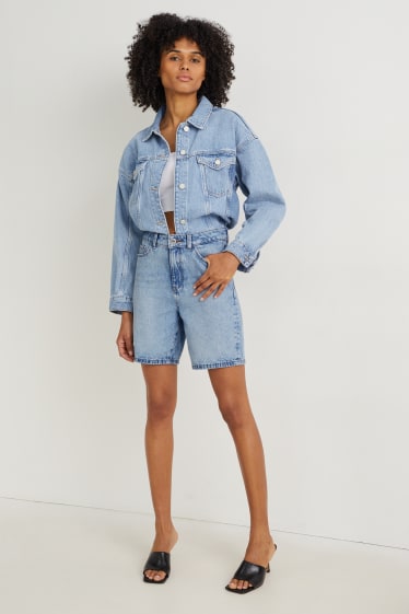 Femmes - Bermuda en jean - high waist - jean bleu clair