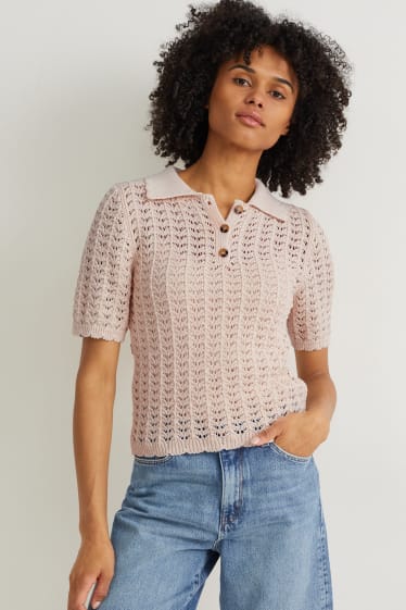 Femmes - Polo en maille - beige clair