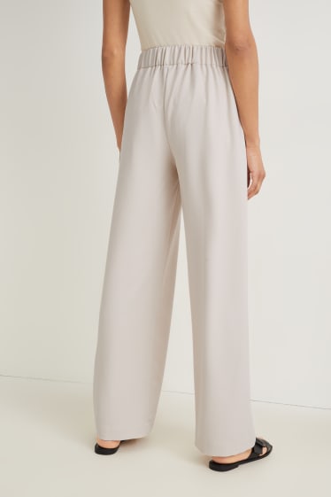 Femmes - Pantalon de toile - high waist - wide leg - crème