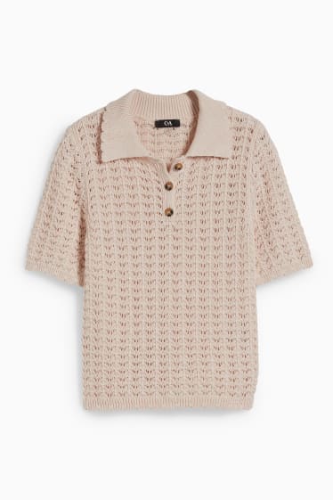 Femmes - Polo en maille - beige clair
