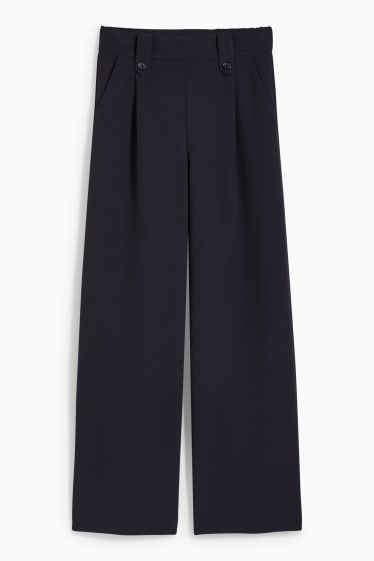 Dona - Pantalons de tela - high waist - wide leg - blau fosc