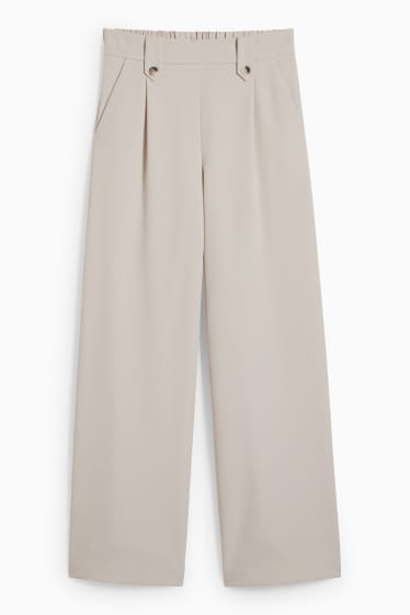 Femmes - Pantalon de toile - high waist - wide leg - crème