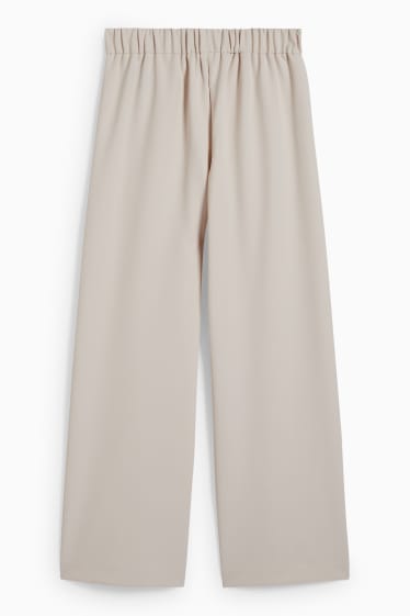 Femmes - Pantalon de toile - high waist - wide leg - crème