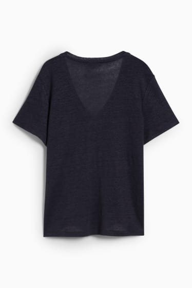 Damen - Leinen-T-Shirt - dunkelblau
