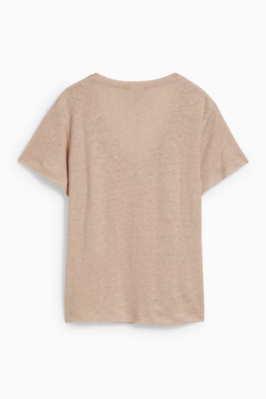 Dames - Linnen T-shirt - taupe