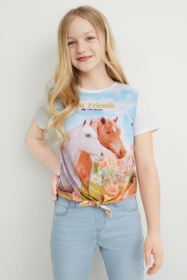 Niños - Camiseta de manga corta con detalle de nudo - blanco