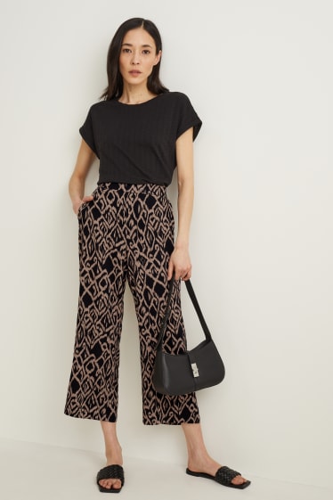 Donna - Pantaloni - vita media - palazzo - marrone