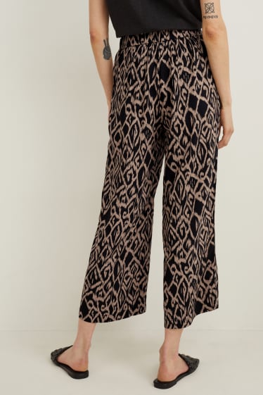 Donna - Pantaloni - vita media - palazzo - marrone