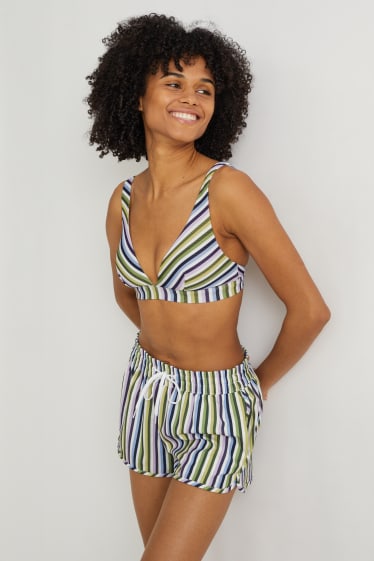 Dona - Banyador tècnic - LYCRA® - de ratlles - verd