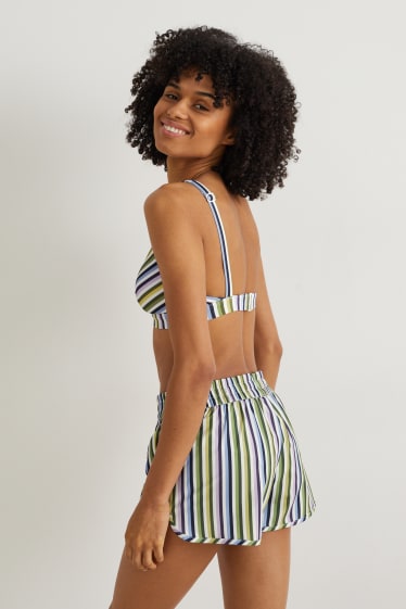 Dona - Banyador tècnic - LYCRA® - de ratlles - verd