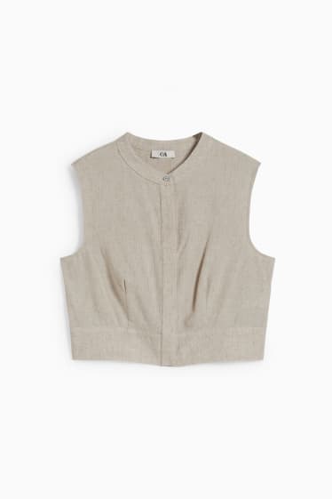 Damen - Crop Bluse - hellbeige