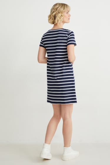 Damen - T-Shirt-Kleid - LYCRA® - gestreift - dunkelblau / weiss
