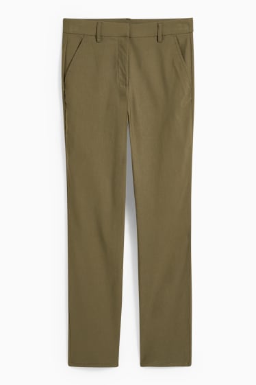 Dona - Pantalons de tela - mid waist - slim fit - verd fosc