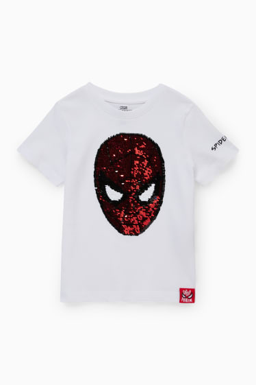 Kinder Jungen - Spider-Man - Kurzarmshirt - Glanz-Effekt - weiss