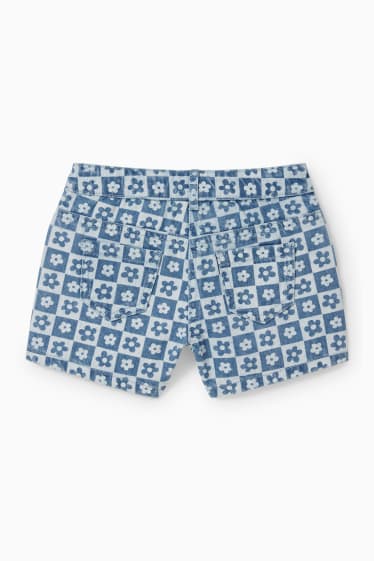Nena - Pantalons curts texans - de flors - blau