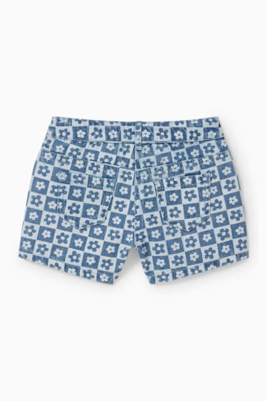 Kinder - Jeans-Shorts - geblümt - blau