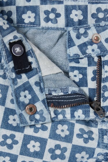Nena - Pantalons curts texans - de flors - blau